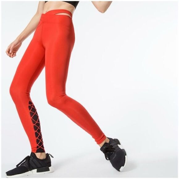 Jonathan Simkhai X Carbon38 Red Renee Legging Lace-up With Black Contrasting Und - Picture 12 of 13